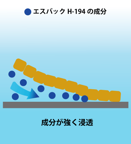 ②エスバックH-194の成分が強く浸透する