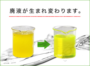 廃液が生まれ変わります。